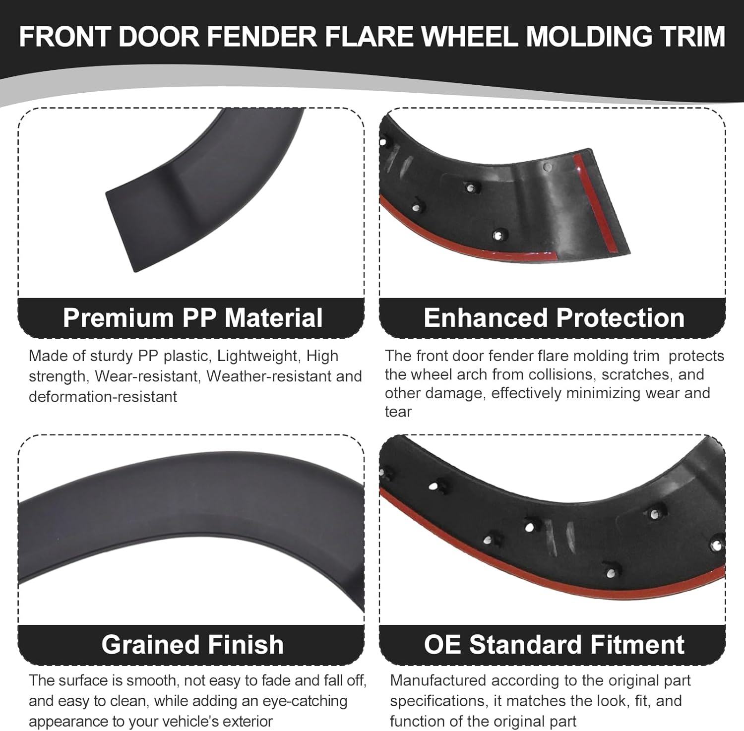 Front Right Door Fender Flare Molding Trim Wheel Arch Trim for RAM ProMaster 1500 2500 3500 2014 2015 2016 2017 2018 Cargo Van 5LP22LAHAB 5LP22LAHAA (Right Passenger Side)