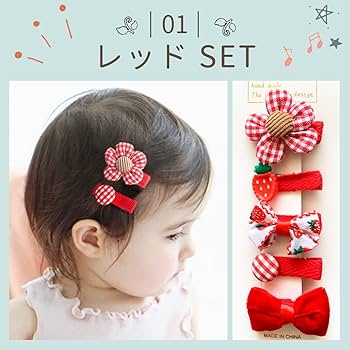 小花付きペタシャムリボン✿ ベビーヘアクリップ 赤ちゃんヘアピン Baby Deer Clips ベビー キッズ 赤ちゃん ヘアクリップ ヘアピン