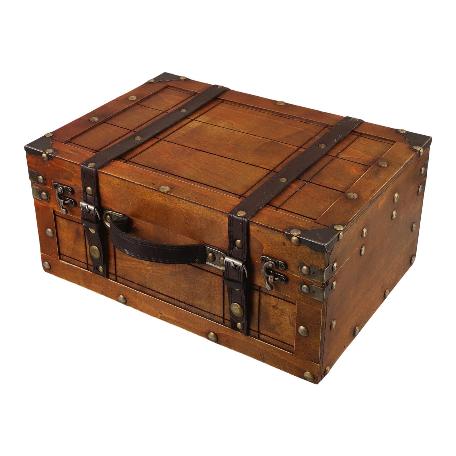 Unomor Baule Portatile in Legno Retrò con Chiusura Antica e Manico