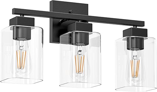 Miniatura 9 de Espird Lámpara de Tocador de Baño Negro Mate, Accesorios de Iluminación de Tocador de 3 Luces Sobre Espejo, Diseño Cuadrado y Certificación UL,