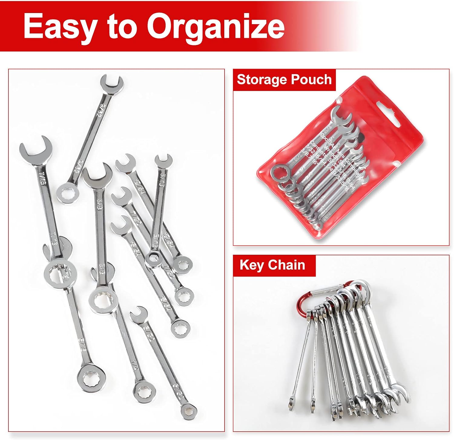 SPEEDWOX Mini SAE Wrench Set, 10-Piece, Open/Box End, Made of High Carbon Steel, Heat Treated for Strength and Durability