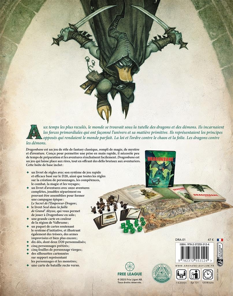 Drakar Och Demoner Dragonbane | Legendarna szwedzka gra fabularna | Pełna wersja francuska, 11 przygód + tryb dla jednego gracza, pełny zestaw ról pod klucz