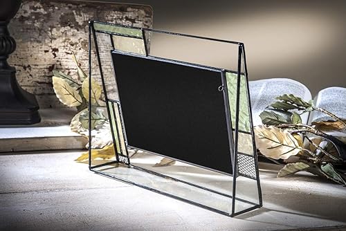 Miniatura 4 de Regalos de bautismo para niñas o niños, marco de fotos personalizado, vidrio grabado personalizado, 4 x 6, foto horizontal, verde y amarillo