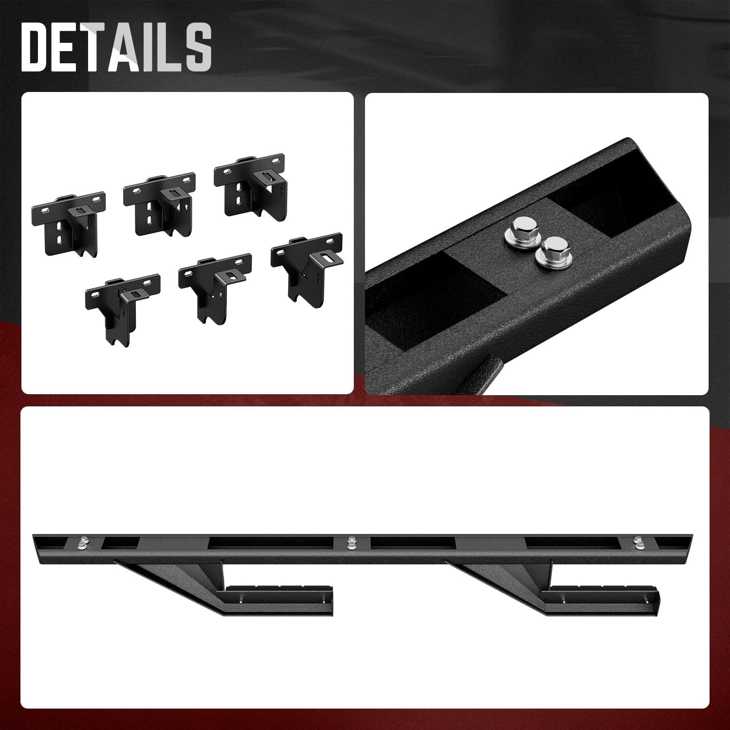DNA MOTORING 6 Inches Running Boards Compatible with 18-24 Wrangler JL Unlimited 4-Door, Powder Coated Side Step Nerf Bars, STEPB-ZTL-8112