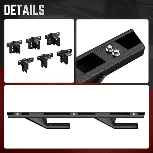 Miniatura 7 de DNA MOTORING STEPB-ZTL-8112 - Estribos de barra Nerf de 6 pulgadas de ancho con revestimiento de polvo compatible con Wrangler JL Unlimited 18-22 de