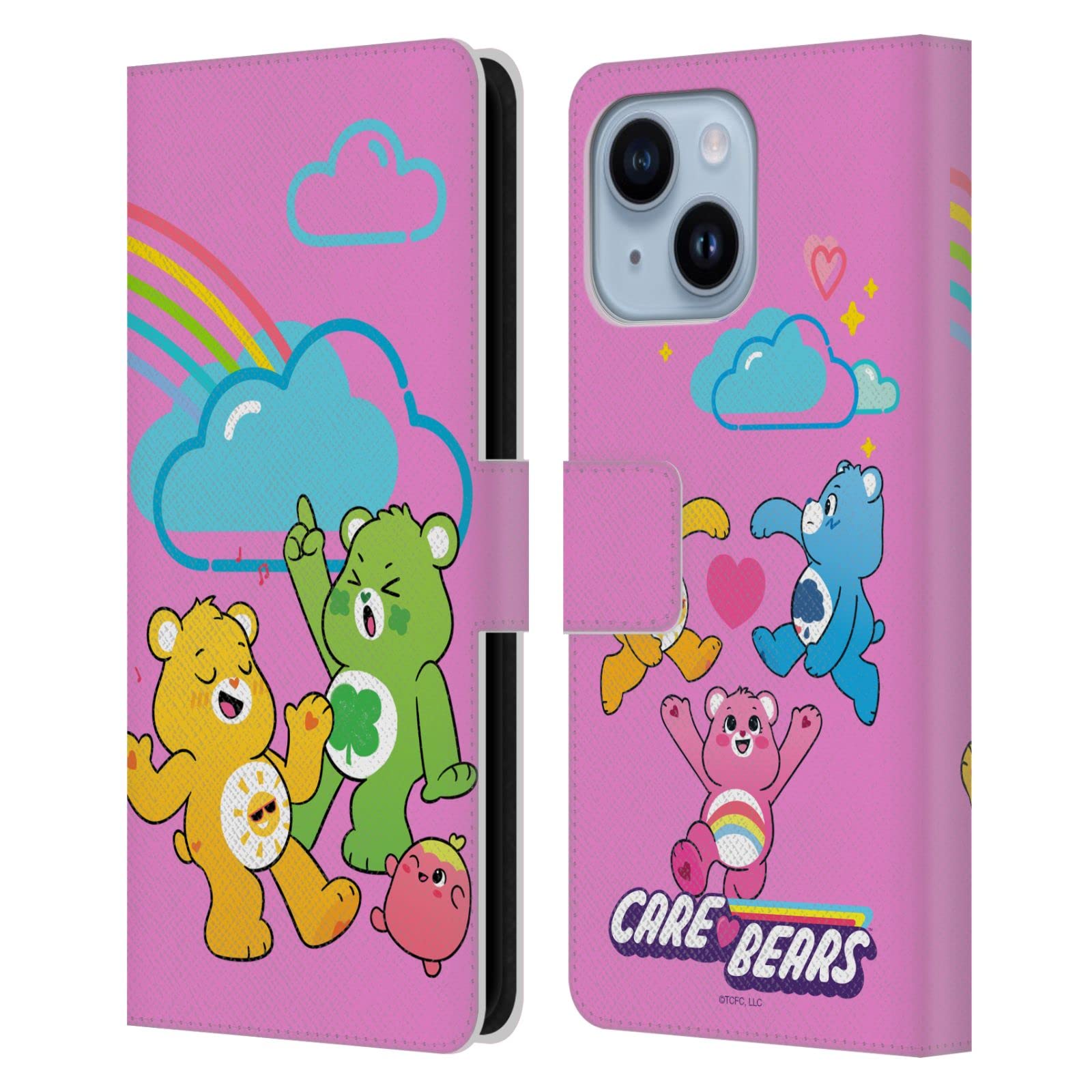 Coque portefeuille iPhone 14 Plus Care Bears rabat cuir antichoc