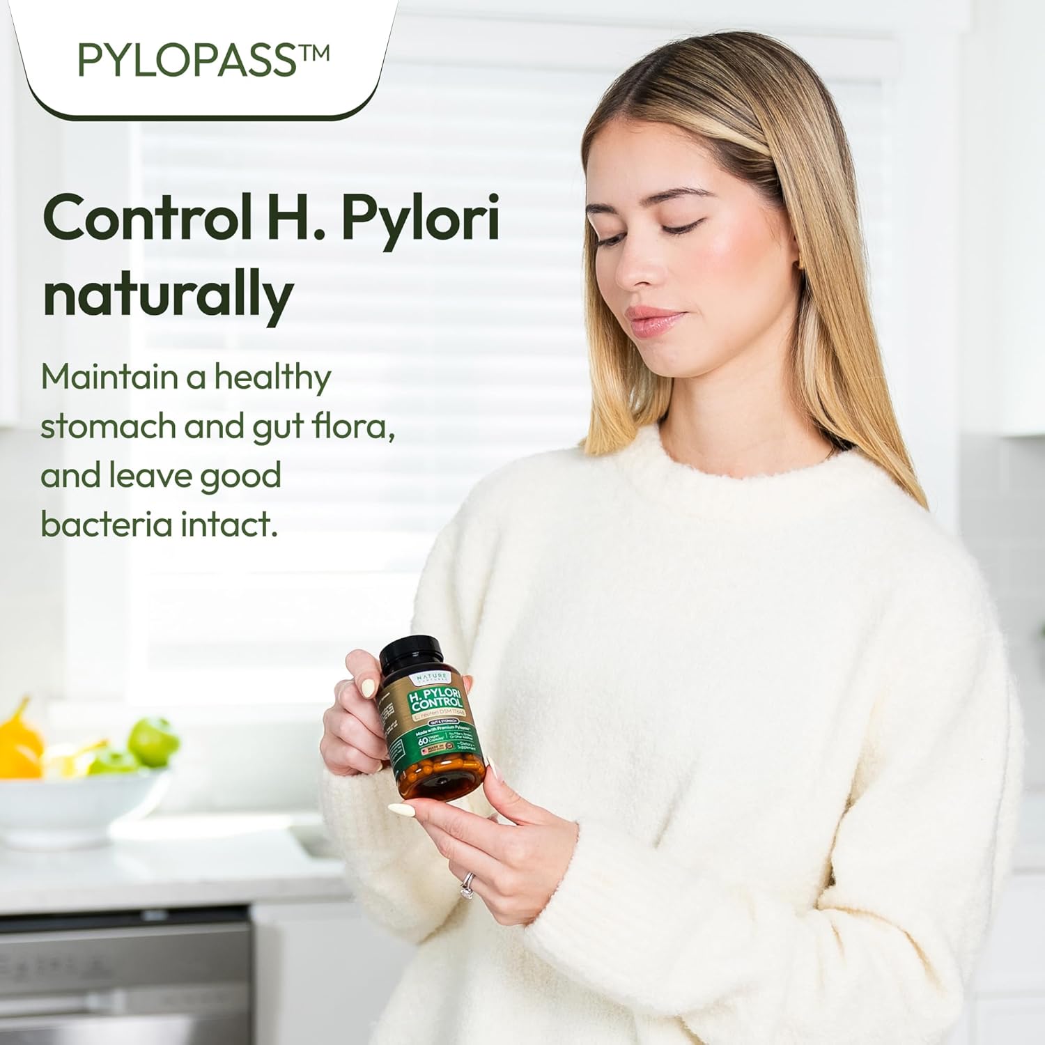 H Pylori Control - with Pylopass™ - Lactobacillus Reuteri DSM 17648-60 Capsules - 200 Billion CFU/g - Supports Elimination of Bad Bacteria in Stomach & Gut - GMP - Additive Free - Image 4