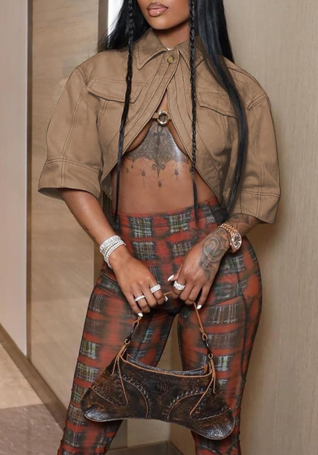 Casual Women Cropped Denim Jacket Fall Short Sleeve Jean Crop Jackets Y2K Outfits - Image 3