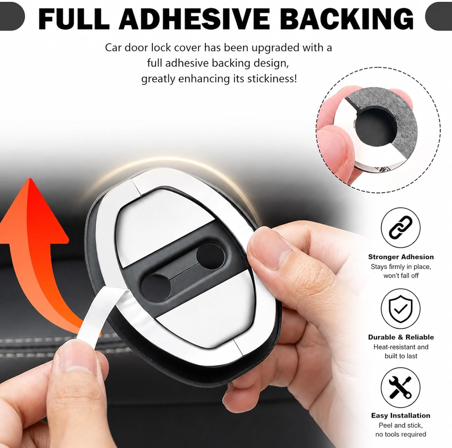 8PCS Car Door Strike Protector Kit with Door Shock Absorber,Upgraded Silicone Doors Latch Protective Cover with Full Adhesive Backing,Universal Car Doors Lock Cover