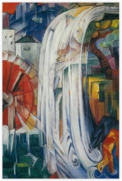 QIENAZIO The Magic Mill, Franz Marc's Expressionist Art Print Canvas Art Wall Decor Posters Home Bar Restaurant Garage Cafe Logo Gifts 16x24inch40x60cm