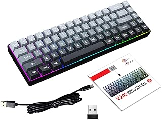 Diydeg V200 68 Key RGB Gaming Keyboard, 3 Mode Connectivity Wired 2 4GHz Wireless BT 5 0, with 18 RGB Backlight Modes, Cordless Keyboard for Desktop Laptop Tablet Work or Gaming