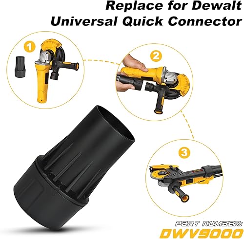 Miniatura 3 de 1 paquete de repuesto para conector universal Dewalt DWV9000 compatible con extractores de polvo DeWalt, color negro