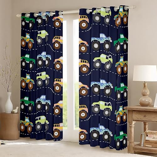 Miniatura 2 de Cortinas 3D de ventana de camión monstruo para dormitorio, sala de estar, niños, niñas, adolescentes, estilo libre, decoración de camión monstruo,