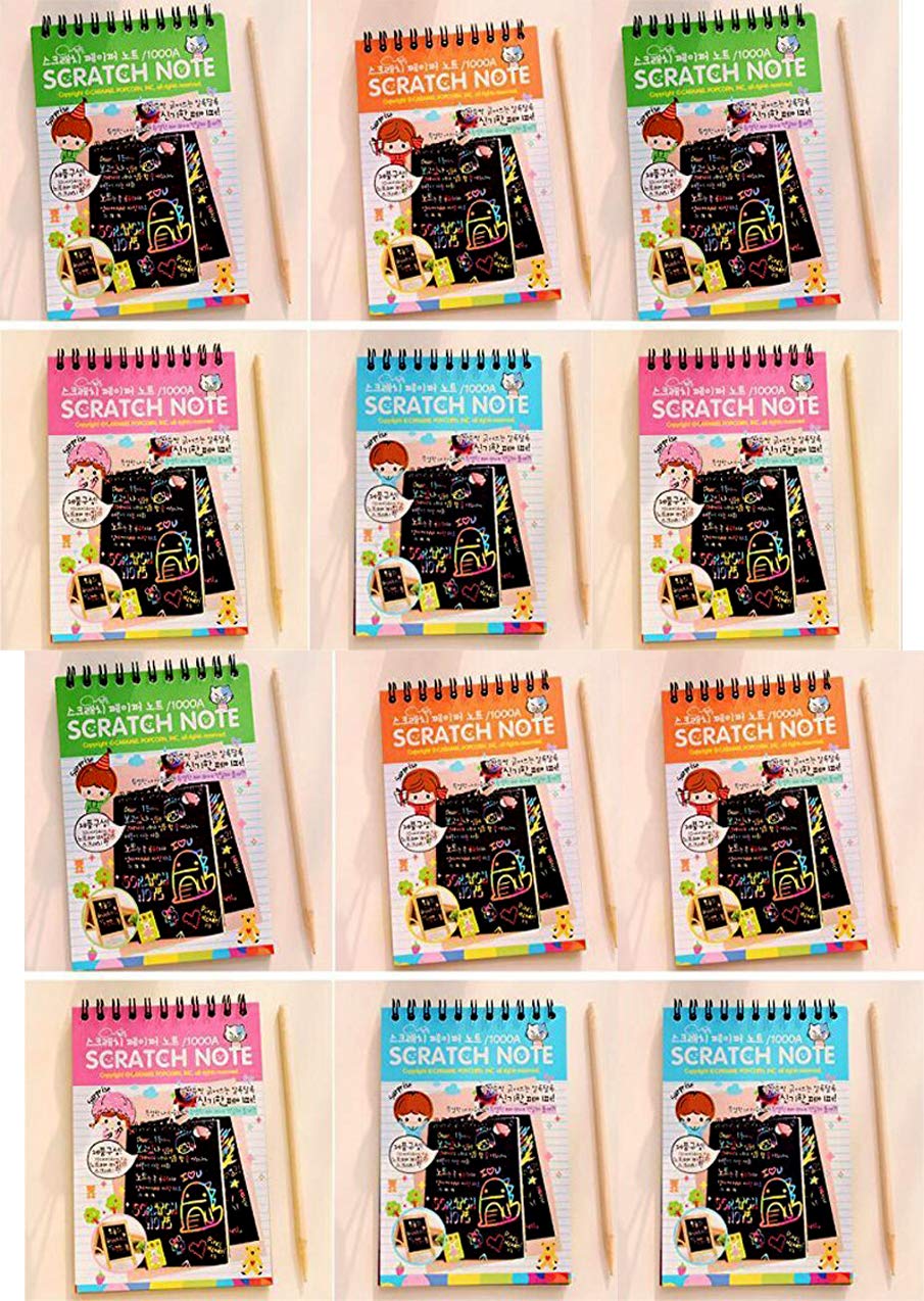 Art Bundle Return Gifts for Birthday for Kids Party Bulk Scratch Note Book, Magic Book Return Gifts for Kids Children Girls, Boys Best, Multicolor (Pack of 12) (B082VHJ44R) Amazon Price History, Amazon Price Tracker