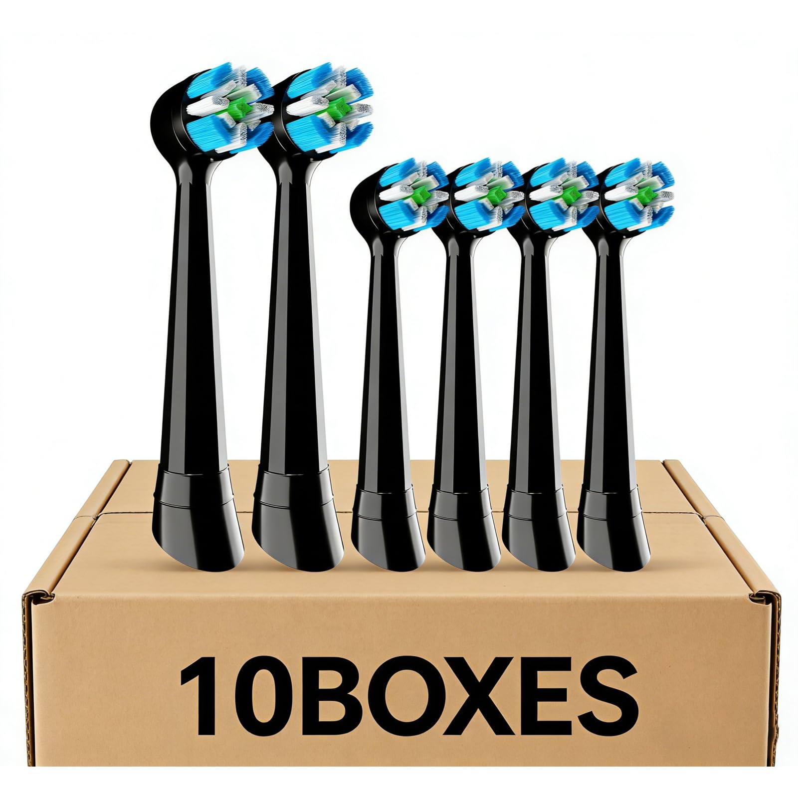 6 Pcs iO Replacement Heads Compatible with Oral B iO 2/3/4/5/6/7/8/9/10 Series Electric Toothbrush for Teeth Cleaning and Gum Protection Individually Wrapped (Black, 10 Count (Pack of 60))