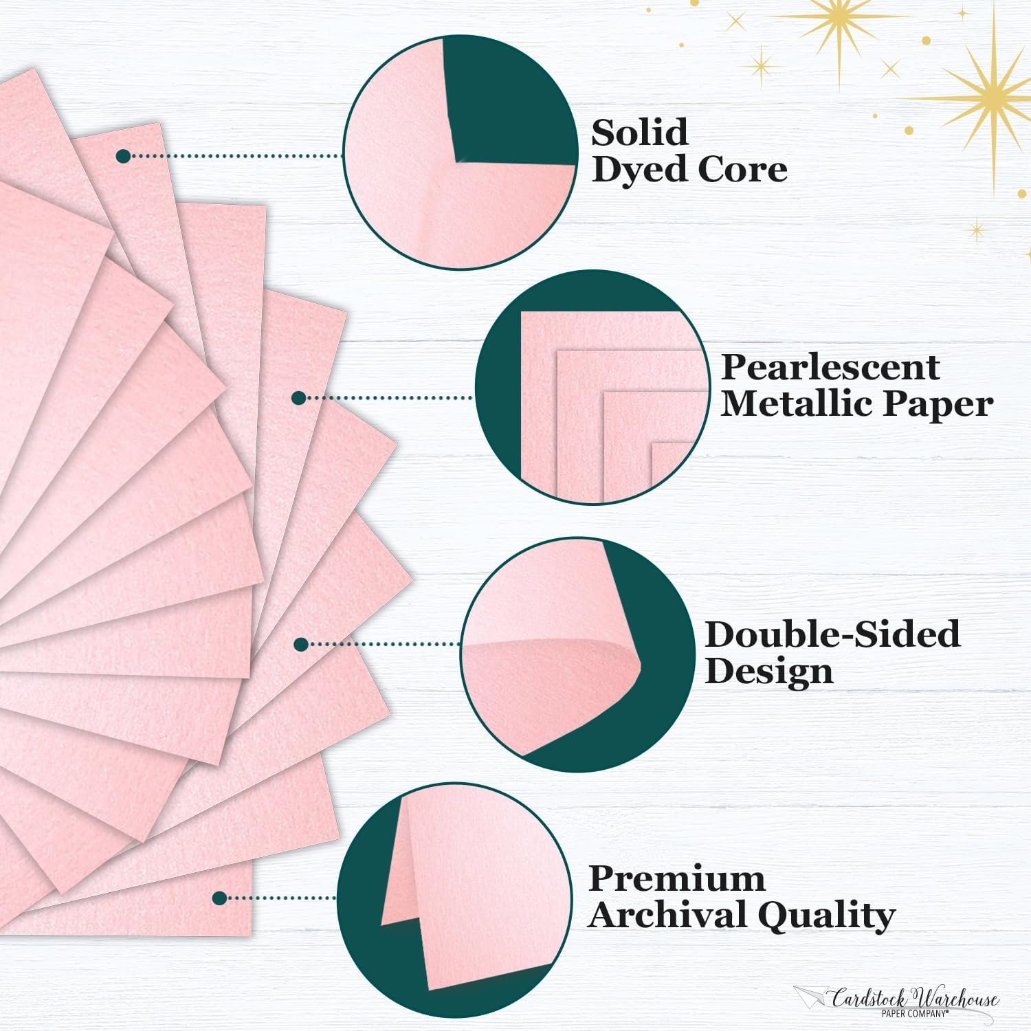 Cardstock Warehouse Stardream Rose Quartz Pink Cardstock Paper - 25 Sheets, 8.5 x 11" – 105 lb / 284 GSM Premium Metallic Pink Card Stock for High-end Printing, Card Making, Die-cutting & DIY Projects