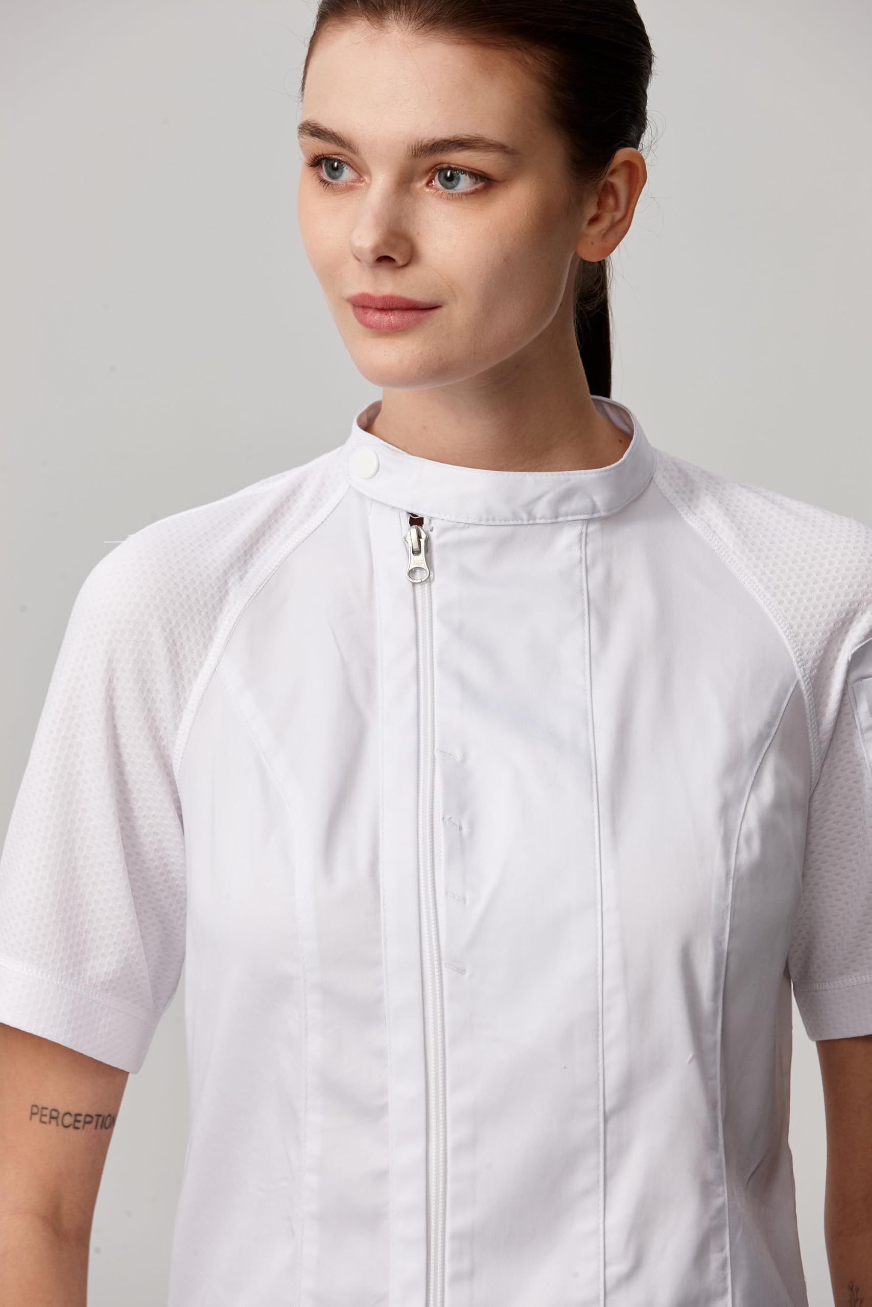 Giacca da Cuoco Professionale da Donna, Maniche Corte, Traspirante 28151W