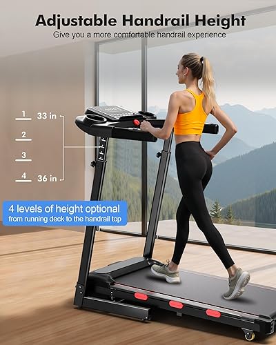 Miniatura 3 de 15% Auto Incline Treadmill for Home - Adjustable Height Handle, 350LBS Weight Capacity Folding Treadmills, 8.7MPH/3.5HP Quiet Heavy Duty Treadmill