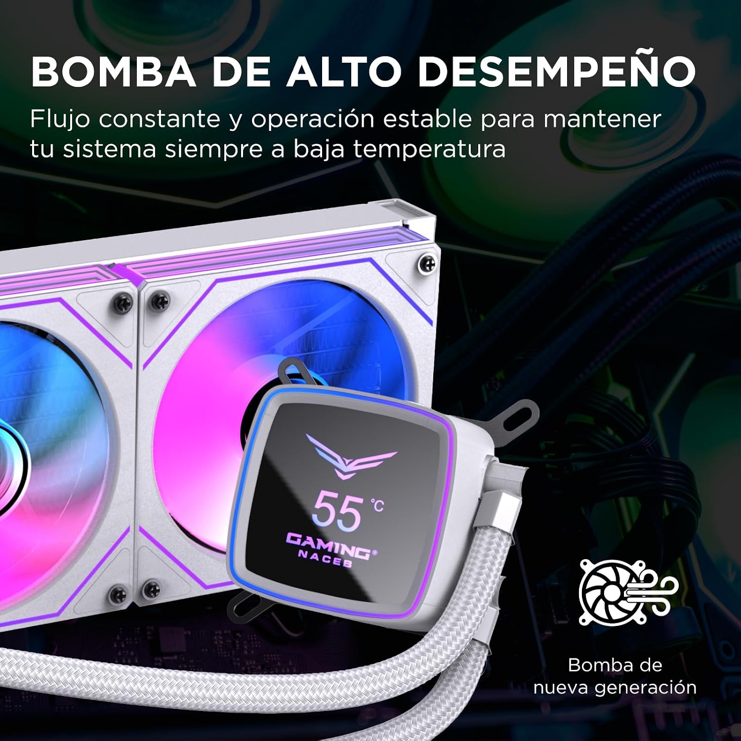 Gaming Naceb - Enfriamiento Líquido con Pantalla Digital de 3