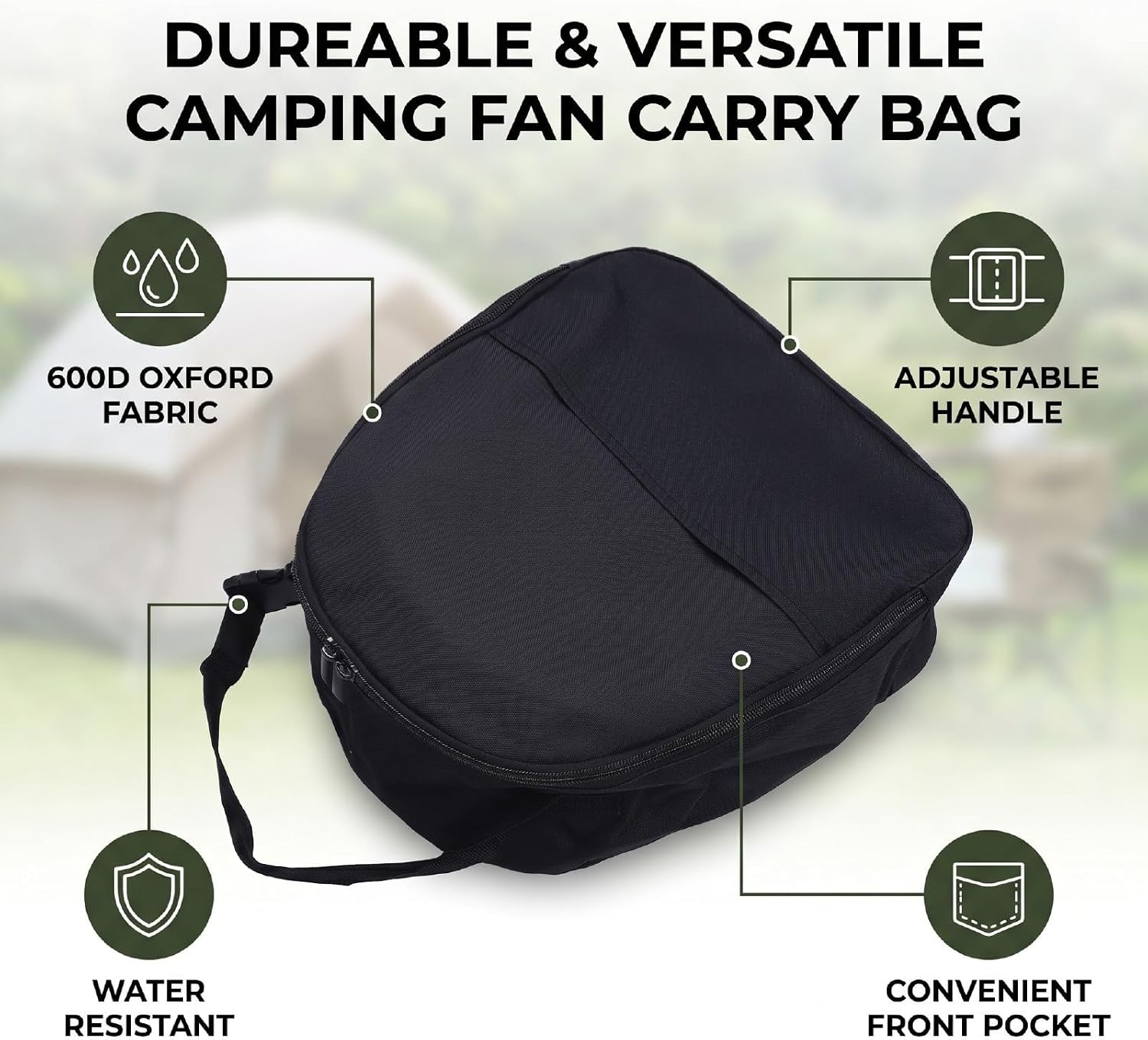 Camping Fan Carry Bag,Portable Storage Case for Outdoor Fan with Handle 600D Oxford Fabric