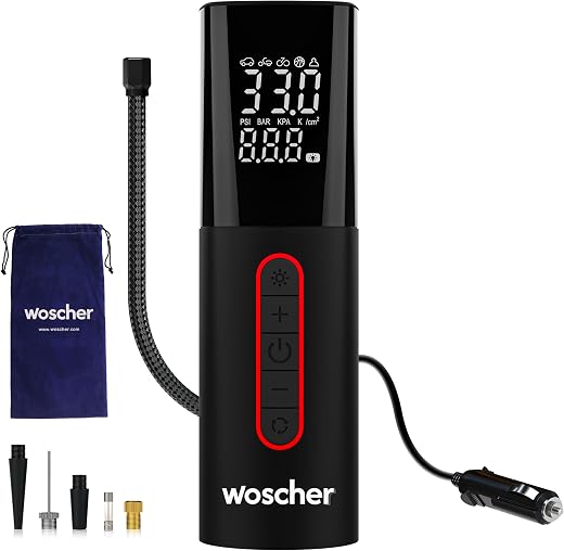 Woscher Tallboy Wired Digital Tyre Inflator for Car &amp; Bike | 150 PSI Air Compressor | Auto Shut-Off | Digital Display | LE...