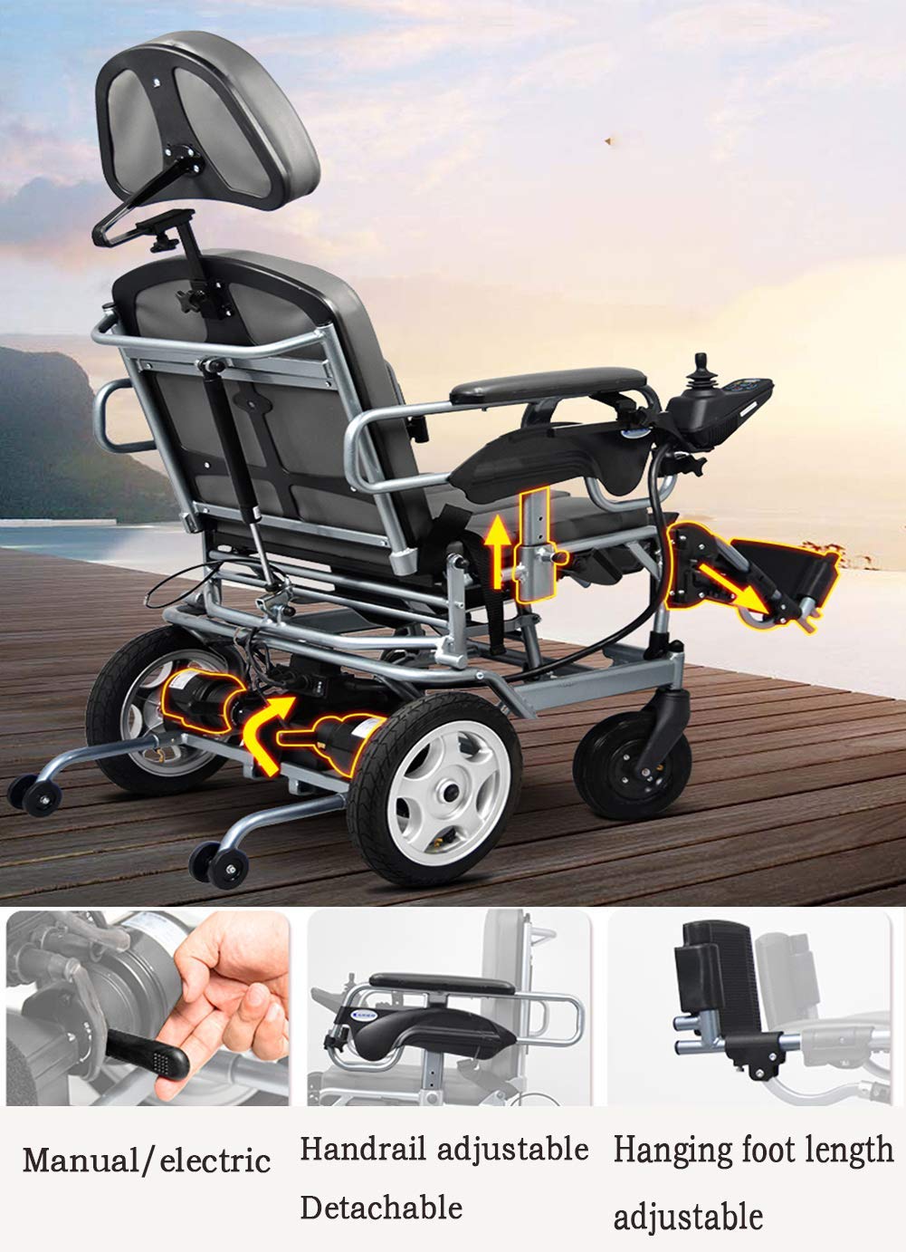 Amazon | トイレ、トレイテーブル、ポータブル電動車椅子を折りたたみ