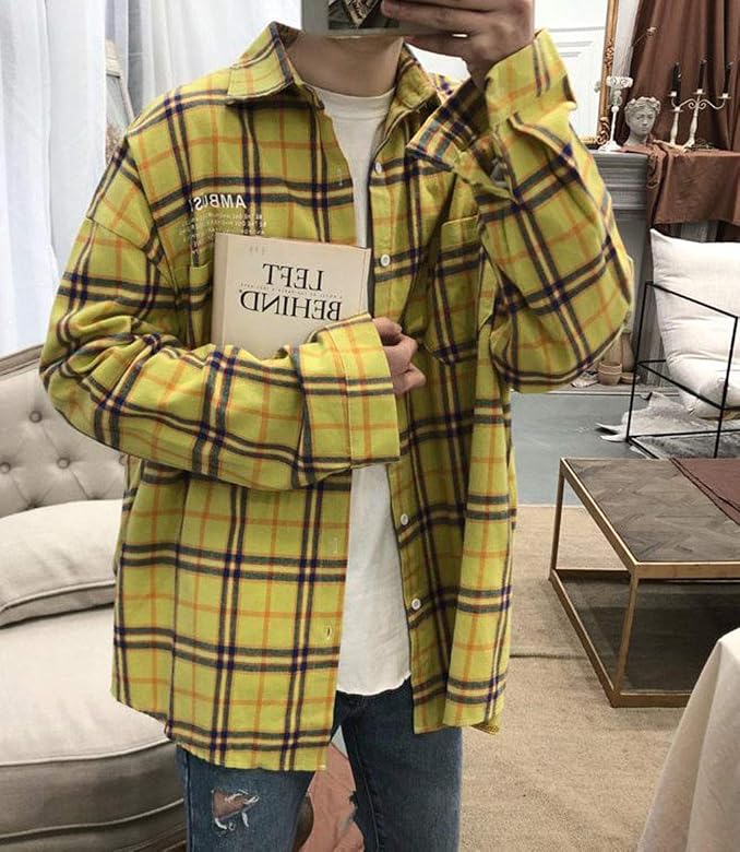 Amazon.co.jp: [MLboss] 長袖シャツ メンズ ゆったり チェック柄 