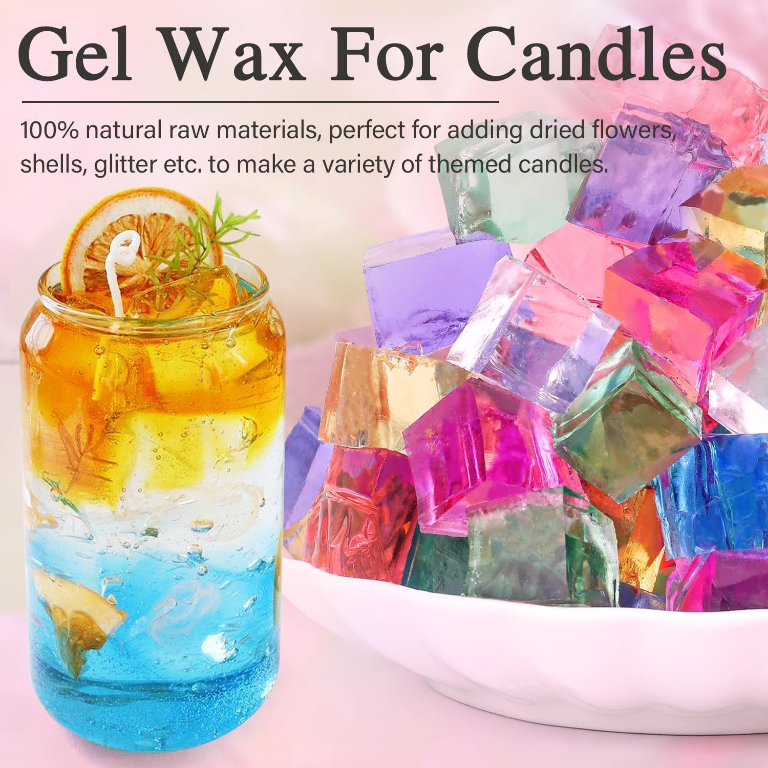 Clear Wax for Candle Making-DIY Aromatherapy Candle Making Gel raw Materials, can add Dried Flowers/Fragrance, smokeless Safe Candle Materials, Birthday Christmas Gift Decoration (Transparently) thumbnail