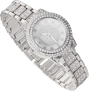 Luxury Diamond Watch for Kids Teen - Iced Out Bling 18K Real Gold/Platinum Plated - Gypsophila Rhinestones Round Dial Strap 7.7" - Giftbox Included - Optional with Cuban Chain
