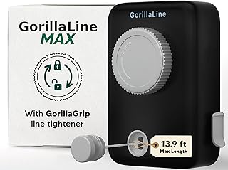 GorillaLine Max - Retractable Clothesline Indoor Outdoor Clothes Line - Heavy Duty Clothes Drying Laundry Line - Wall Mounted Drying Rack - Air Dry Clothing - Max Tighten with GorillaGrip