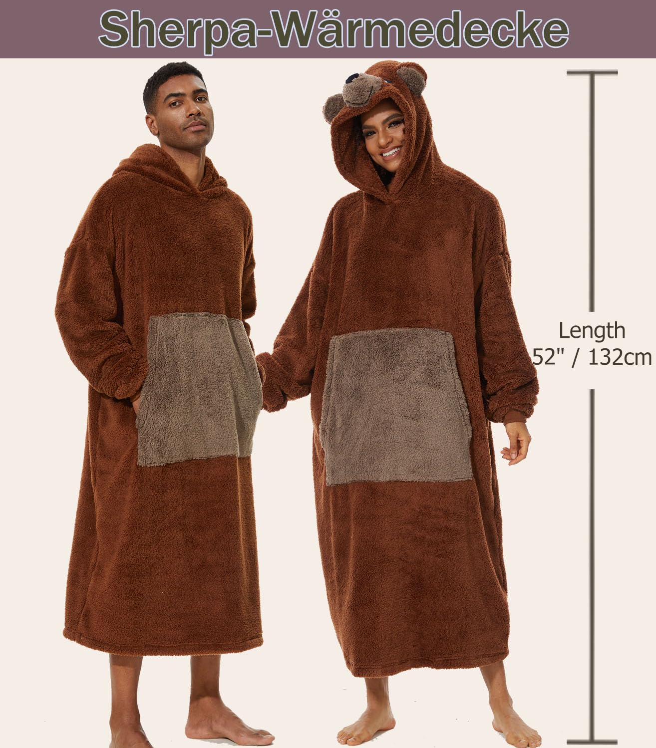 LATH.PIN Felpa con Cappuccio Oversize, Calda, a Maniche Lunghe per Uomini e Adulti, con Tasca Frontale