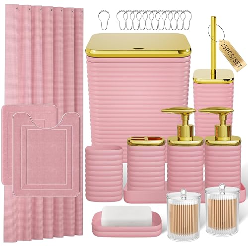 Bathroom Set - 25PC Bathroom Sets with Shower Curtain and