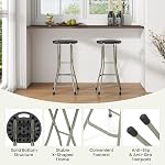 GYMAX Folding Stool, Portable Collapsible Bar Stool with Handle & Steel Frame, 330lbs Sturdy Foldable Lightweight Round Metal Chair for Indoor Kitchen Home Bar, Assembly Free (Black, Set of 1, 28inch)
