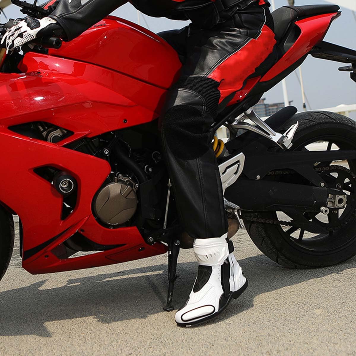 Scarpe da Moto per Uomo e Donna Stivali Motociclisti Protezion Impermeabile con Cerniera Laterale y Suola in Gomma Piena