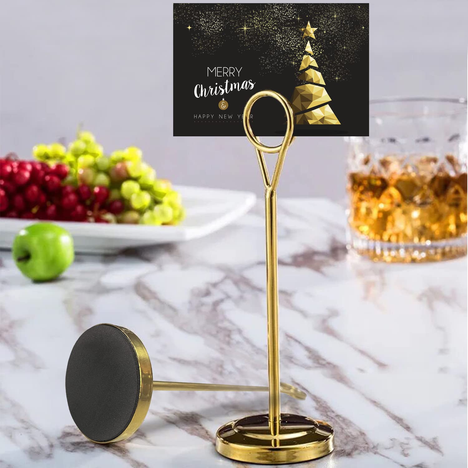 10 soportes para tarjetas de lugar con clip de anillo, soportes de menú para mesas, soporte de humber, letreros reservados para mesas, mesa de boda, tarjetas de nombre, soporte para notas