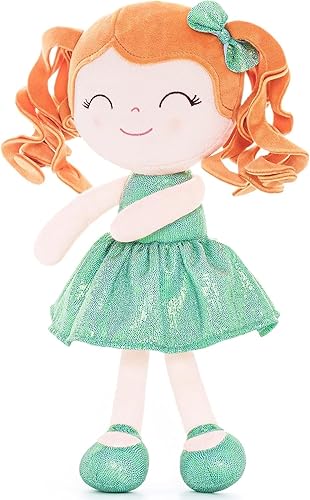 Miniatura 3 de Gloveleya Muñeca Baby Dolls Soft Doll Baby Girl Regalos Pelo Rizado Pit Strip Huella dactilar Puntos Vestido Verde Primavera Niña 12 pulgadas