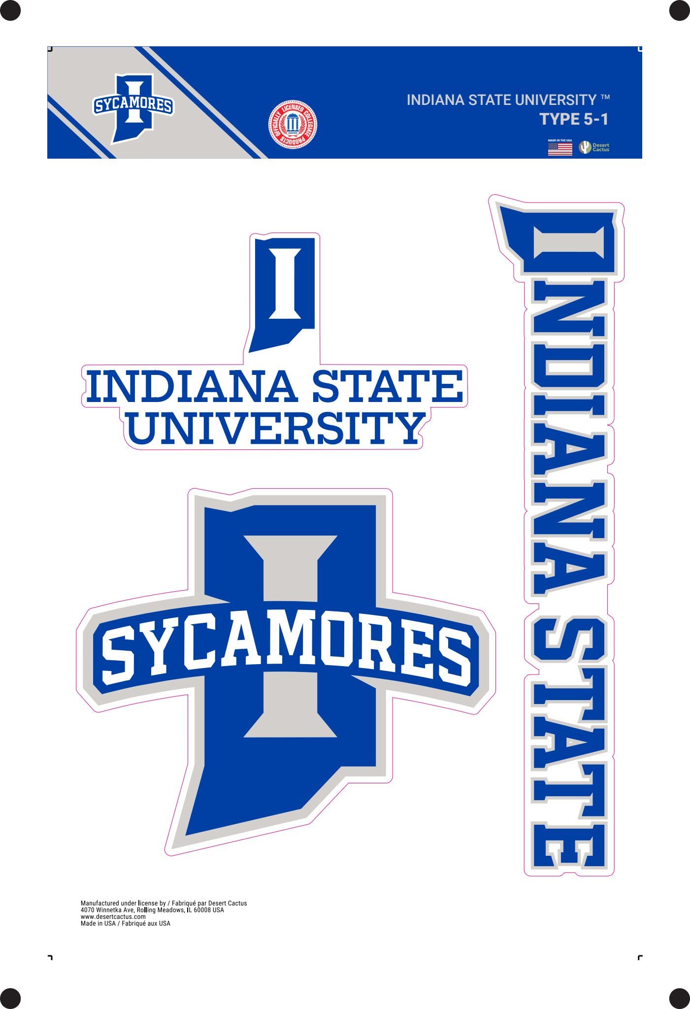 Sticker Indiana State University pour personnaliser votre gourde et PC