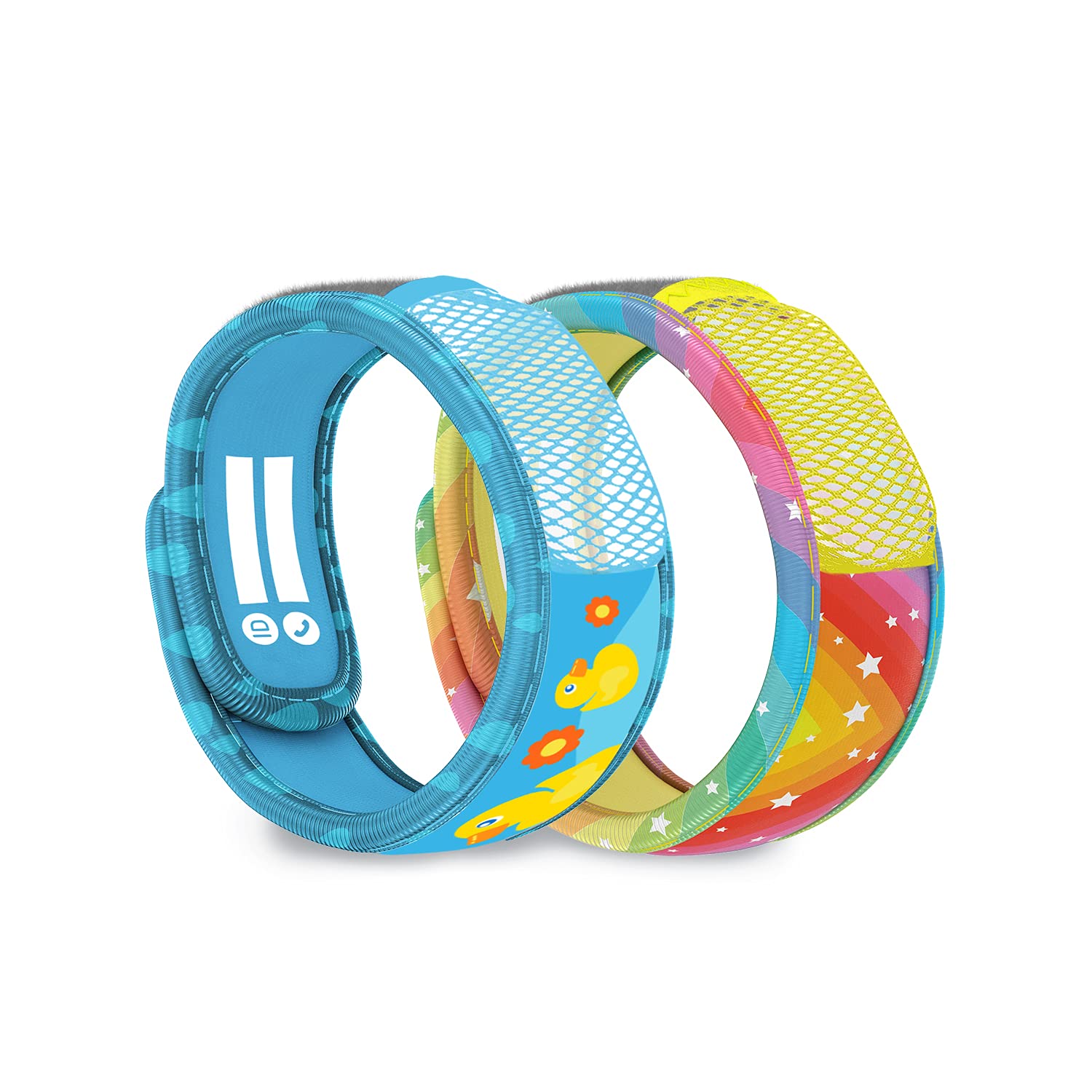 PARA'KITO Mosquito Repellent Pack - 2 Kids Wristbands & 2 Refills Duck/Rainbow