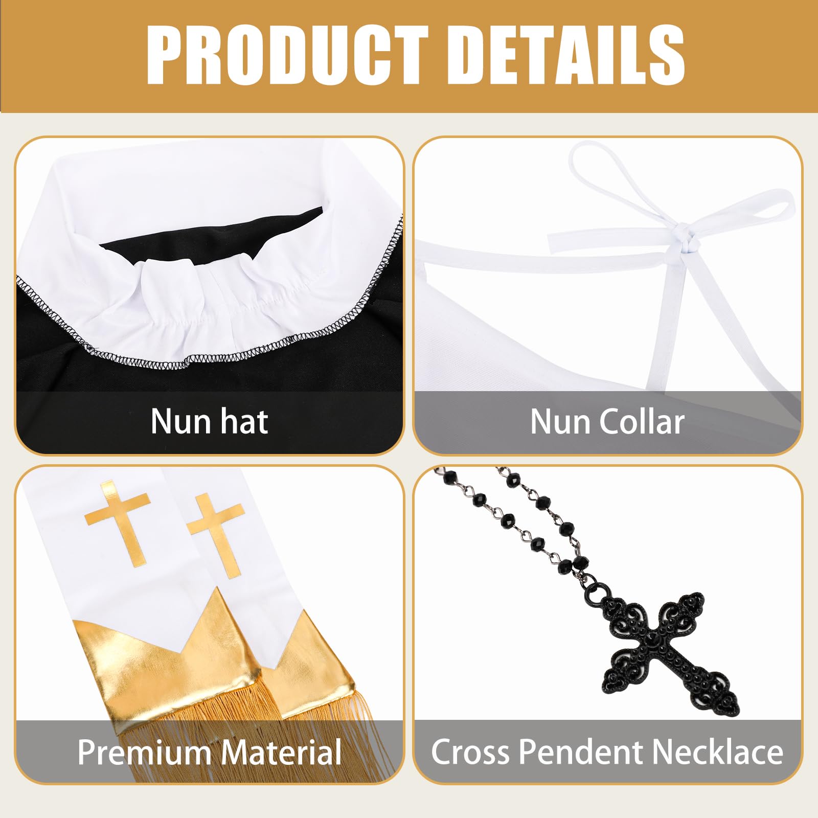 XEPST 5PCS Halloween Religious Couples Costumes Accessories - Image 3