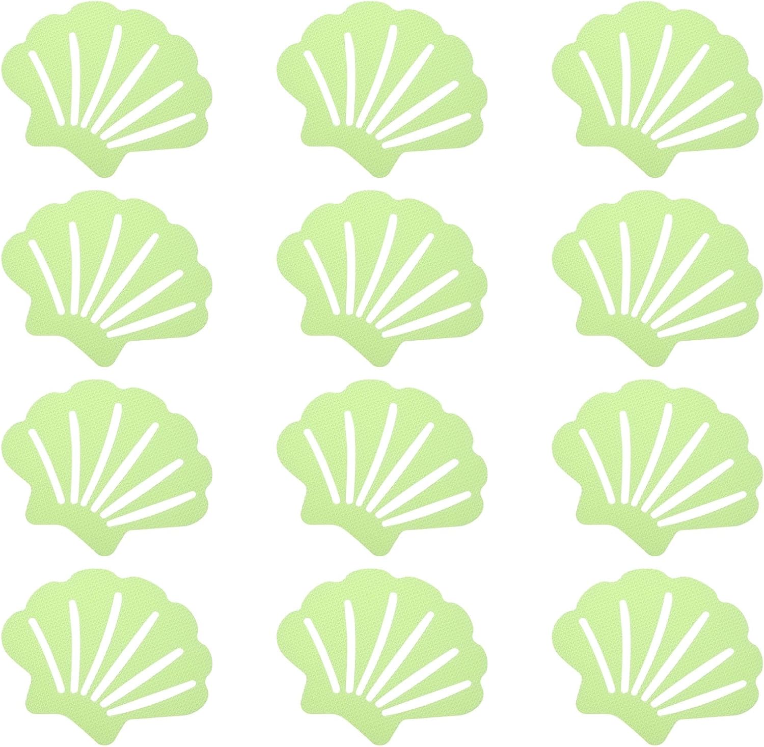 PATIKIL 12 Pcs Non Slip Bathtub Stickers, Anti Slip Shower Stickers Bathroom Shower Floor Decals Sea Shell Shape Cute Treads Tubs, Green