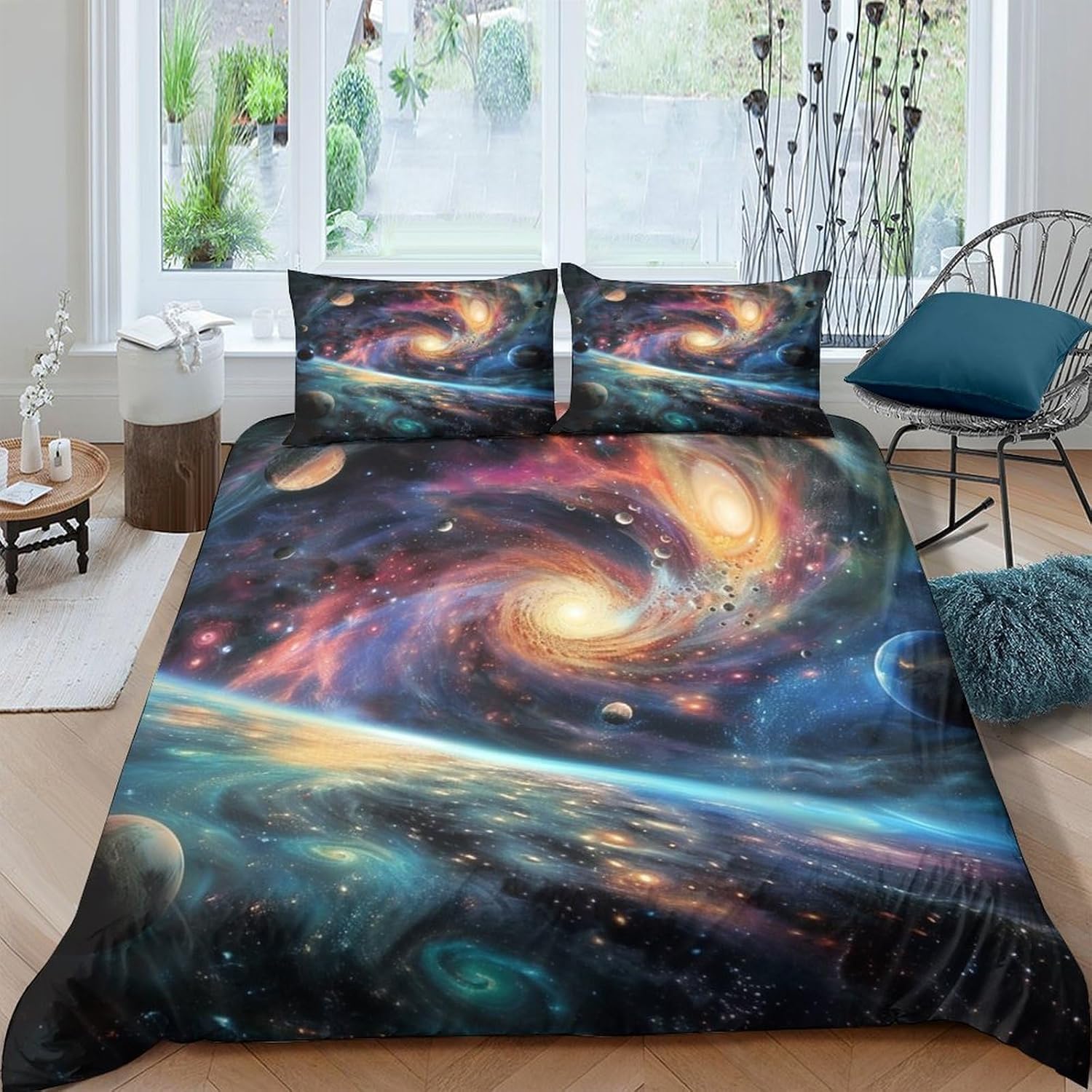 Housse de couette 3D paysage de ciel étoilé 155x220 microfibre premium