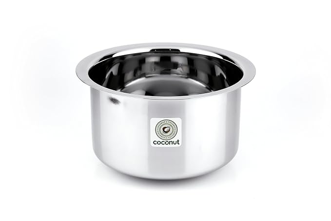 Coconut Round Bottom Tope Standard & Induction Base (Stainless Steel, 1 Tope) - 1500 ML