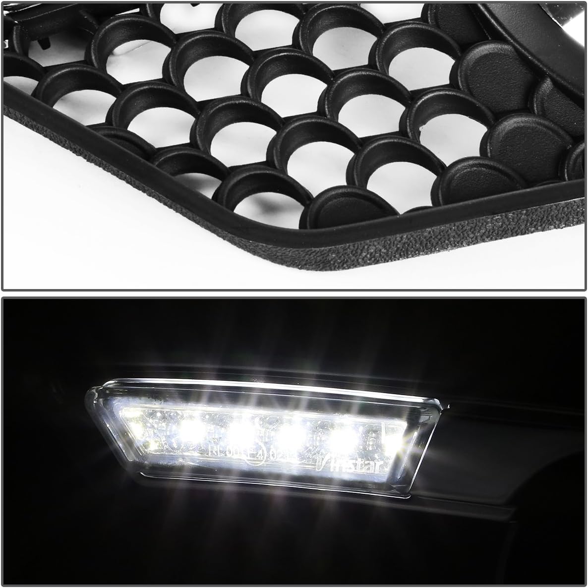 Auto Dynasty Compatible with Mercedes-Benz W204 C-Class Pair of Front Bumper Fog Light Bezel Integrated Day Time Running Lights