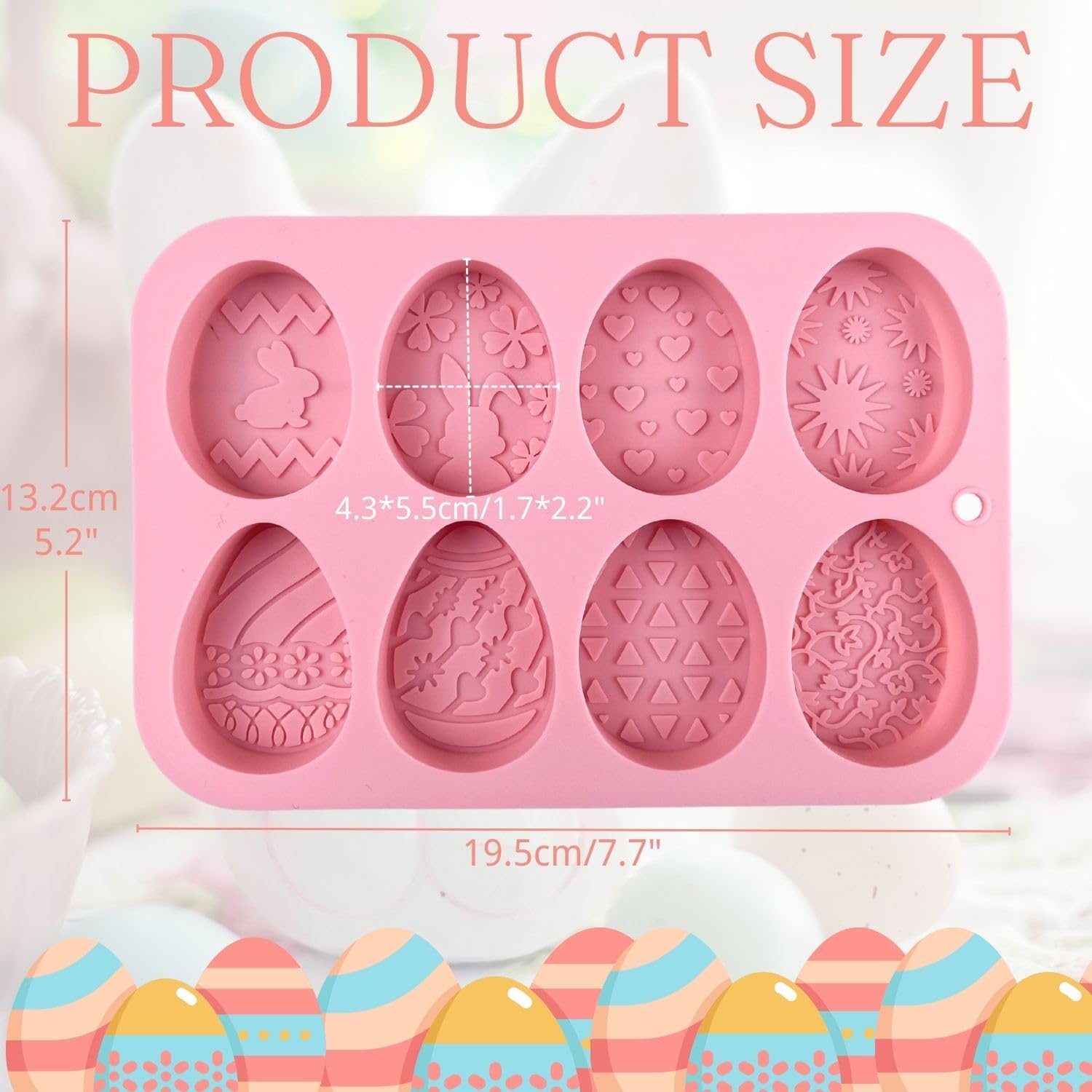 1-Piece Easter Egg Silicone Chocolate Mold, 8-Cavity Candy Mold image 4