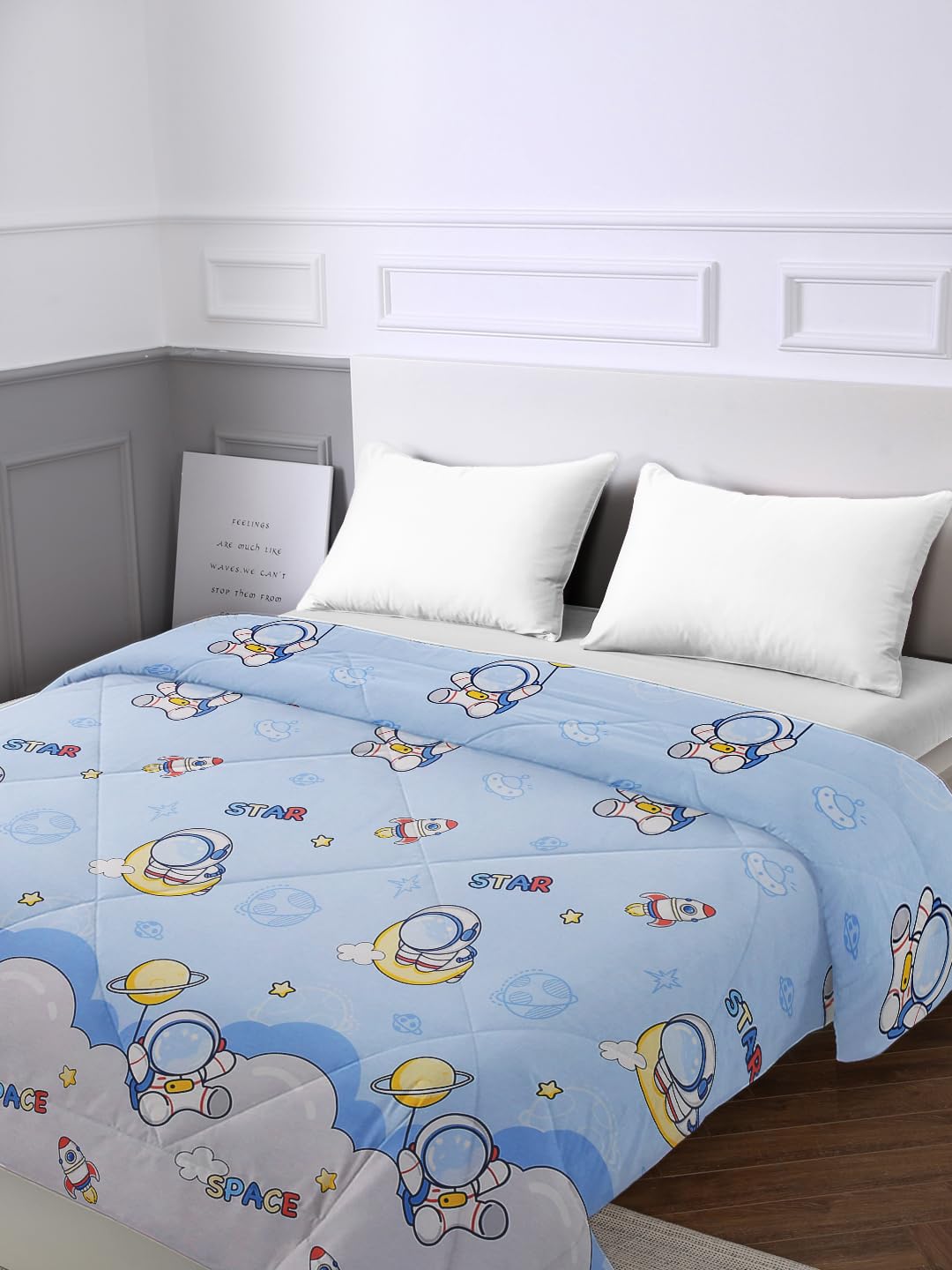 Urban Dream Kids Abstract Astronaut Print Blue and Yellow Comforter-image-10