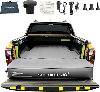Inflatable Truck Bed Air Mattress for Tacoma 2001-2024 & Jeep Gladiator JT 2019-2024 | 5ft-5.5ft Camping Mattress with 600lbs Capacity, 300D Oxford Fabric, Anti-Slip Design for Truck Bed Camping