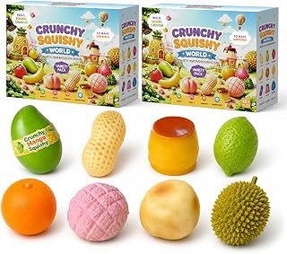 Fruit Crunchy Squishy Pack, Wiht Mango, Pineapple bun, Pudding, and Orange | Designed with a heat-activated color-changing feature. Unique,soft,and comfortable to the touch crisp ASMR sensation.