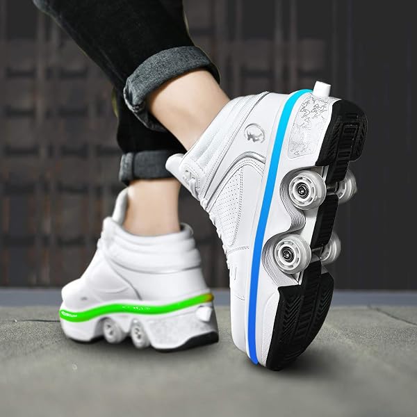 Pattini a Rotelle Unisex Scarpe con Rotelle Scarpe da Skate 2 in 1 e Scarpe da Ginnastica Che si Trasformano in Pattini a Rotelle Regalo per Bambini, Ragazzi, Ragazze, Uomini e Donne - 3