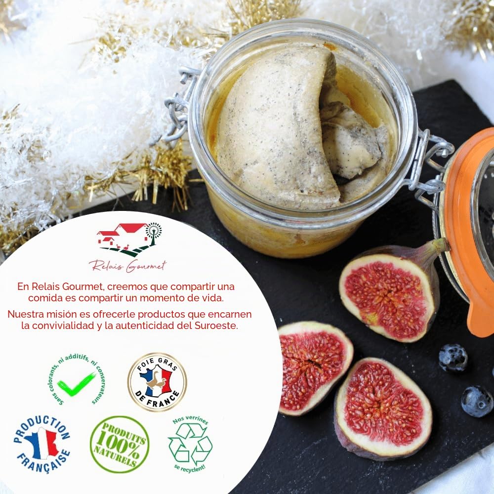 Relais Gourmet La Caja de las Maravillas Clásica 3 × 80 g – Trío de Foie Gras Enteros Natural, al Armagnac y al Piment d'Espelette – Artesanal Francés – Sin Conservantes, Aditivos ni Colorantes