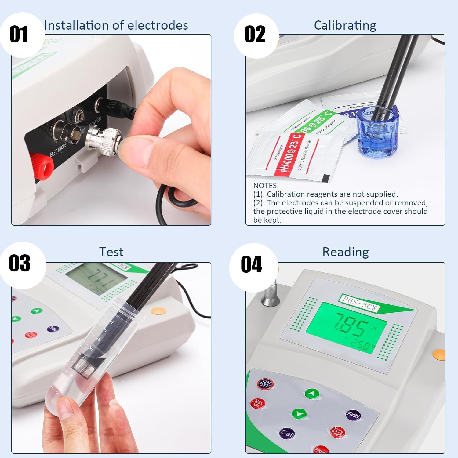 Medidor de pH digital, instrumento de medición de pH 0-14 con compensación de temperatura, almacenamiento de datos, precisión de 0,01, medidor de conductividad de mesa para uso científico